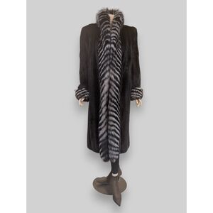Dark Mink Coat w/ Dyed Fox Trim -Medium